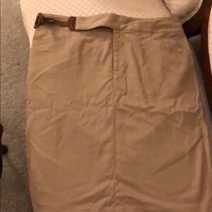 Lauren Ralph Lauren khaki safari skirt w leather